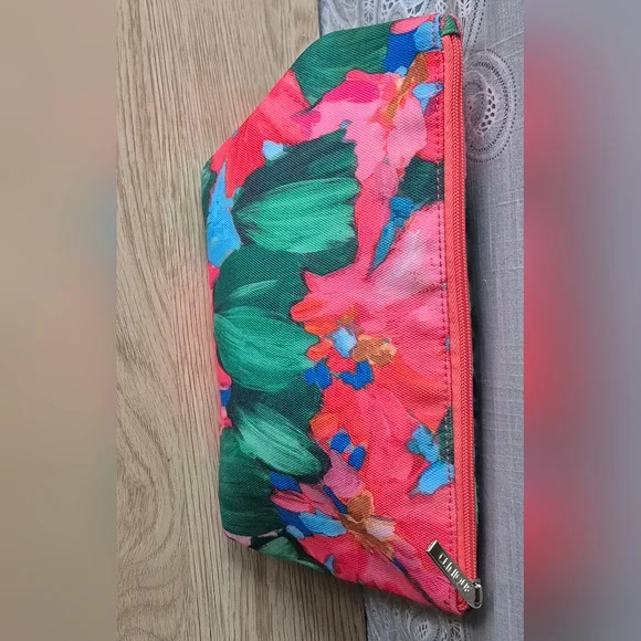 Lulu Dk+ Clinique Tropical Colorful Floral Cosmetic Pouch Makeup Bag 10"×7" - Picture 5 of 10